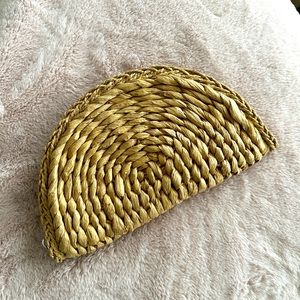 Crescent straw clutch